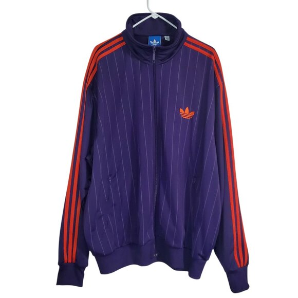RARE Adidas Classic Firebird Purple Orange Zip Track Suit Athletic Jacket - 3XL - Picture 1 of 9